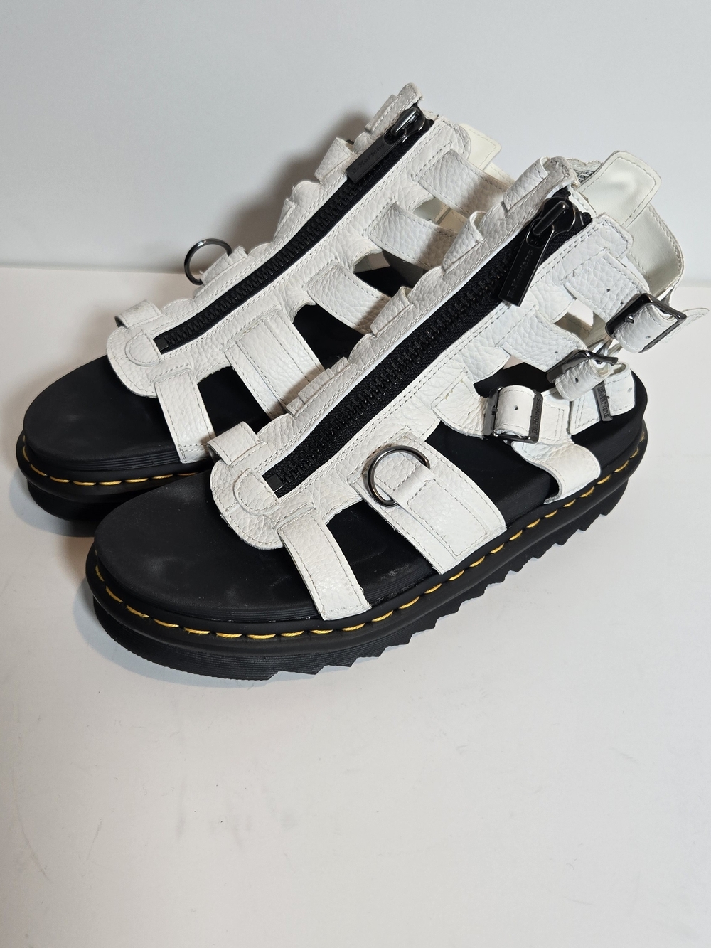 Olson White Gladiator Zip Sandals